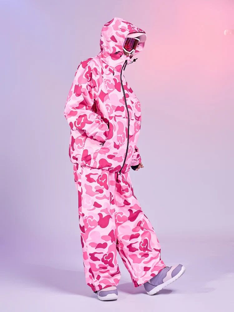Doorek 3L Pink Camo Baggy Ski Pant - Unisex - Image 4
